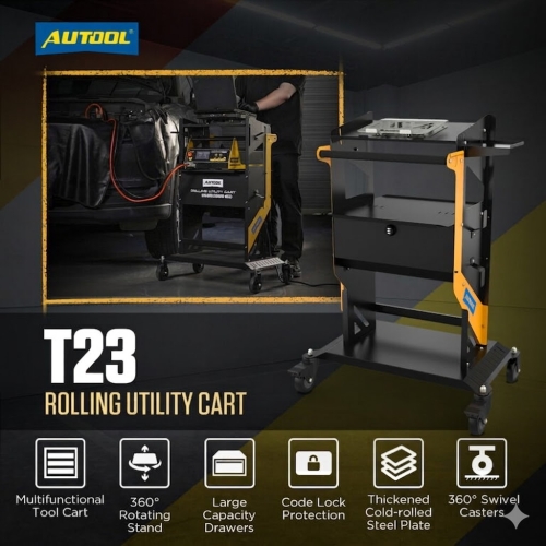 AUTOOL T23 Többszintes Szállítókocsi Kerekekkel és Fogantyúval