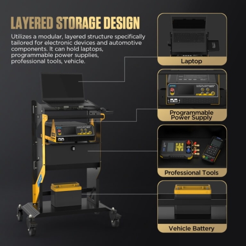 AUTOOL T23 Többszintes Szállítókocsi Kerekekkel és Fogantyúval