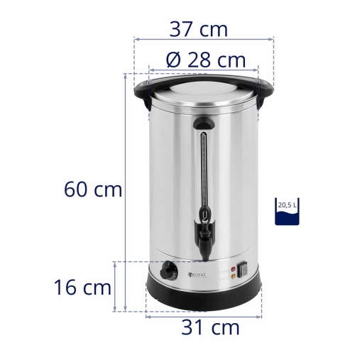 Elektromos vízforraló - 20,5 liter - Duplafalú - Rozsdamentes acél