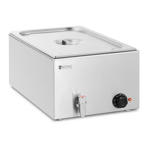 Bain marie ételmelegítő - 640W - perforált GN 1/1 - csap