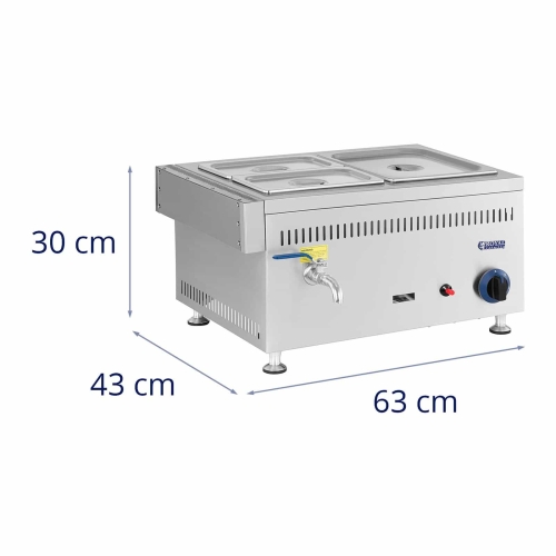 Bain Marie gáz ételmelegítő - 3300 W - 3GN - 0,02 bar - G20