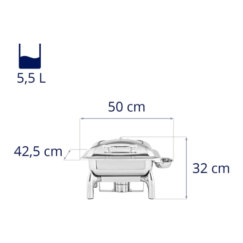 Ételmelegítő - GN2/3 fedéllel hidraulikus csuklópánttal - 5,5 l - 1 üzemanyagtartály