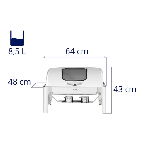 Ételmelegítő - GN 1/1 - 8,5L - 2 tartály - ablak