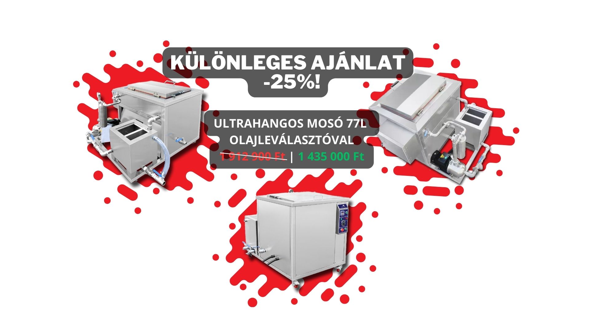 77 literes ultrahangos tisztító olajleválasztóval